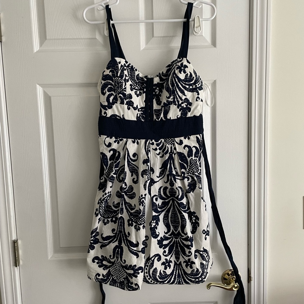 White and Navy tie can dress purchased at Macys